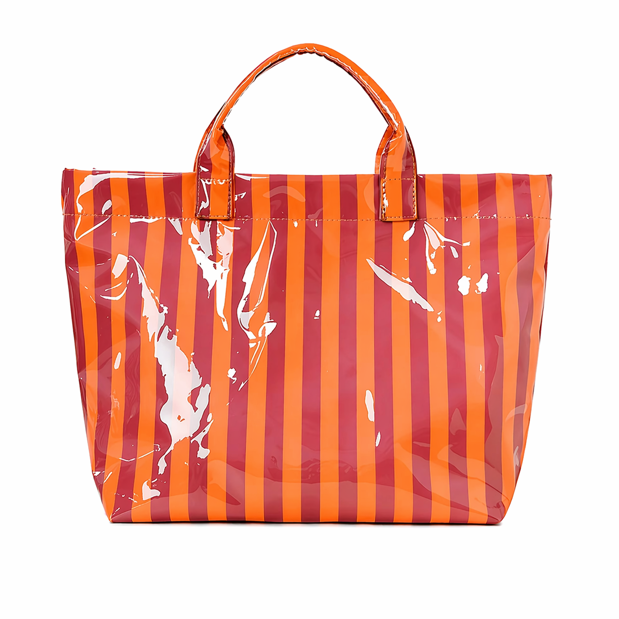 Preppy Pool Tote Bag | Striped Vinyl Beach Tote