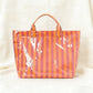 Preppy Pool Tote Bag | Striped Vinyl Beach Tote