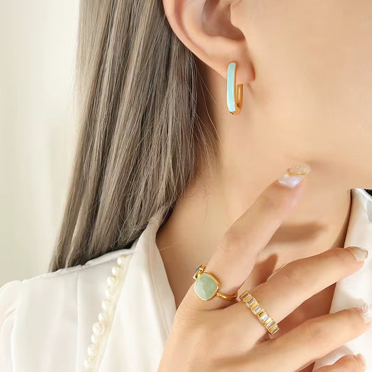 Sea Enamel Earrings