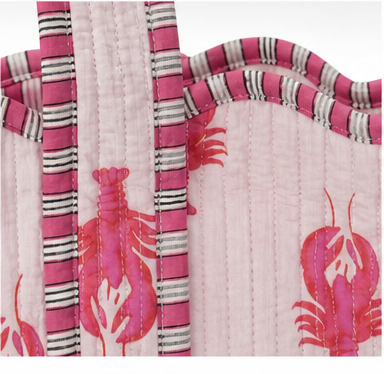 Lobster Scalloped Trim Coastal Pink Tote