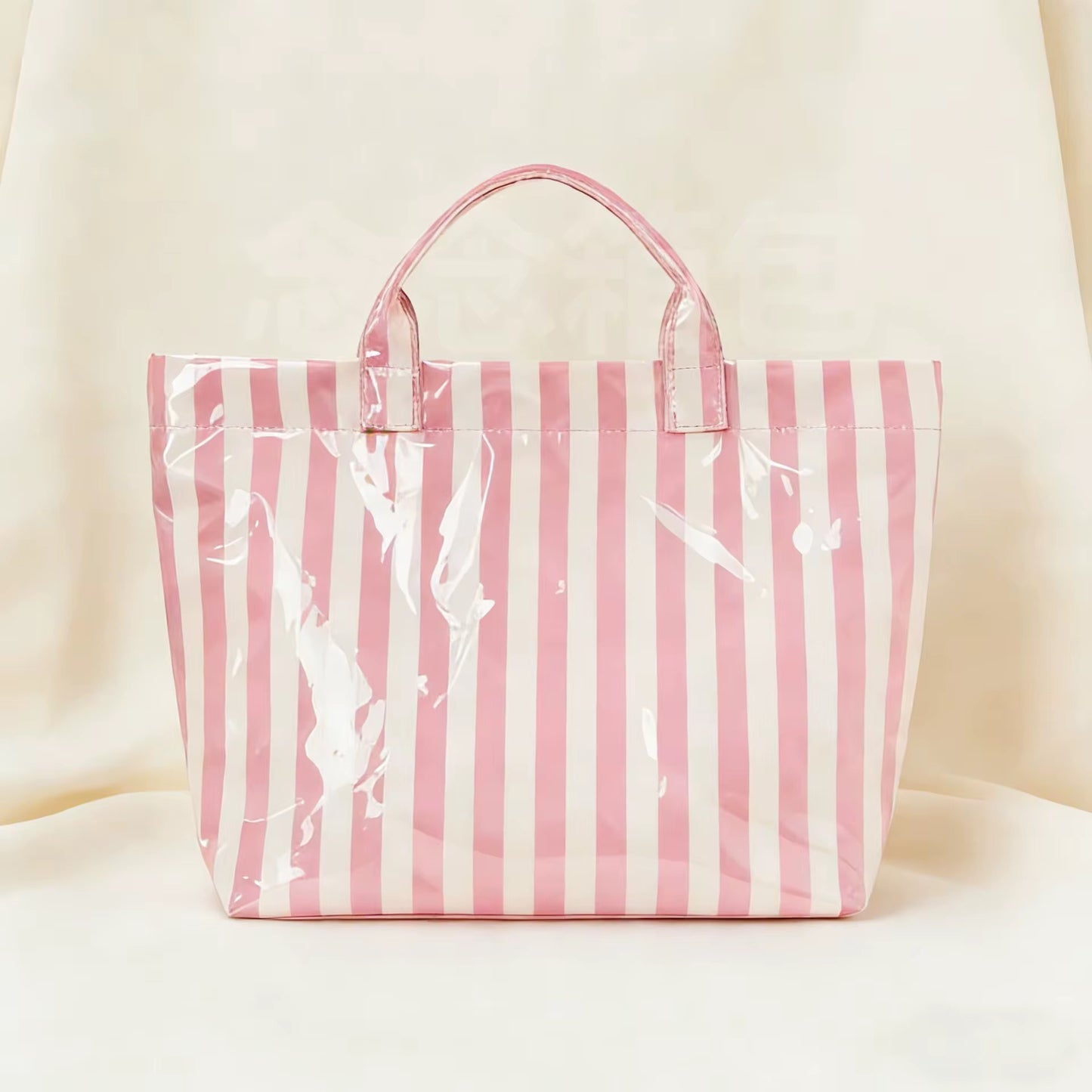 Preppy Pool Tote Bag | Striped Vinyl Beach Tote