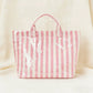 Preppy Pool Tote Bag | Striped Vinyl Beach Tote