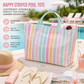 Happy Striped Pool Tote Bag – Waterproof Beach & Summer Tote