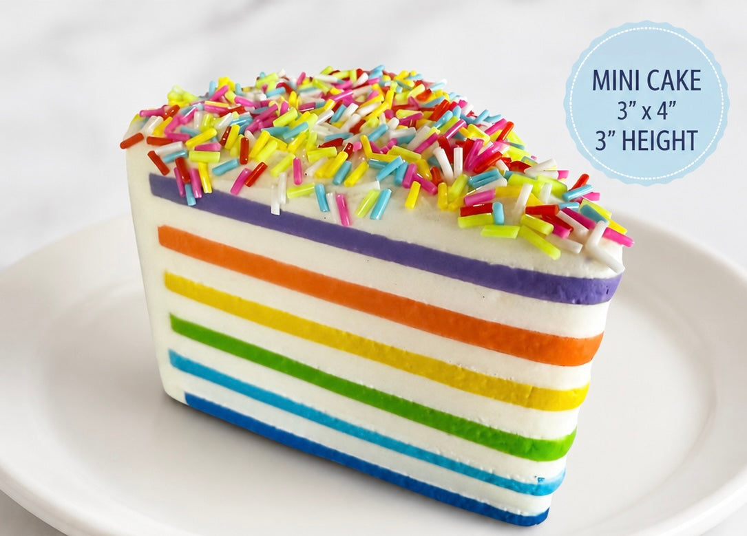 Mini Rainbow Cake Squishy Foam Cake Squishy Toy with Rainbow Sprinkles | Individually Wrapped Sensory Squishy