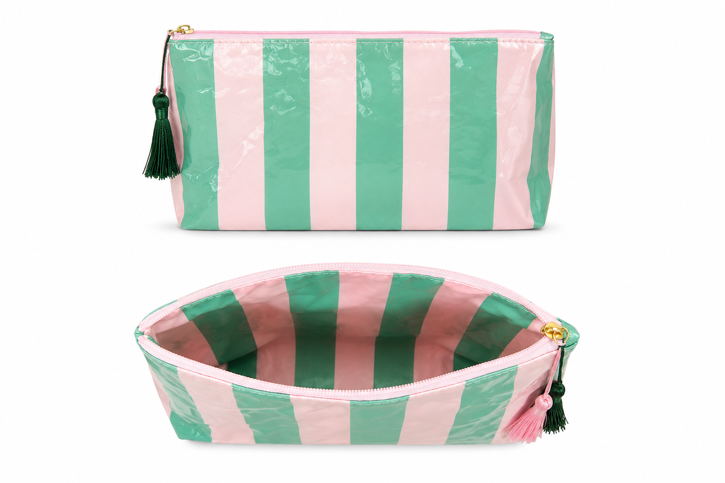 Preppy Stripe Cosmetic Bag – Waterproof Makeup Bag, Travel Toiletry Pouch