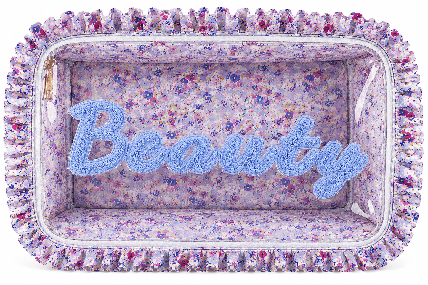 BEAUTY Floral Ruffle Cosmetic Bag