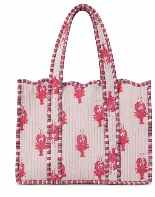Lobster Scalloped Trim Coastal Pink Tote