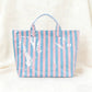 Preppy Pool Tote Bag | Striped Vinyl Beach Tote