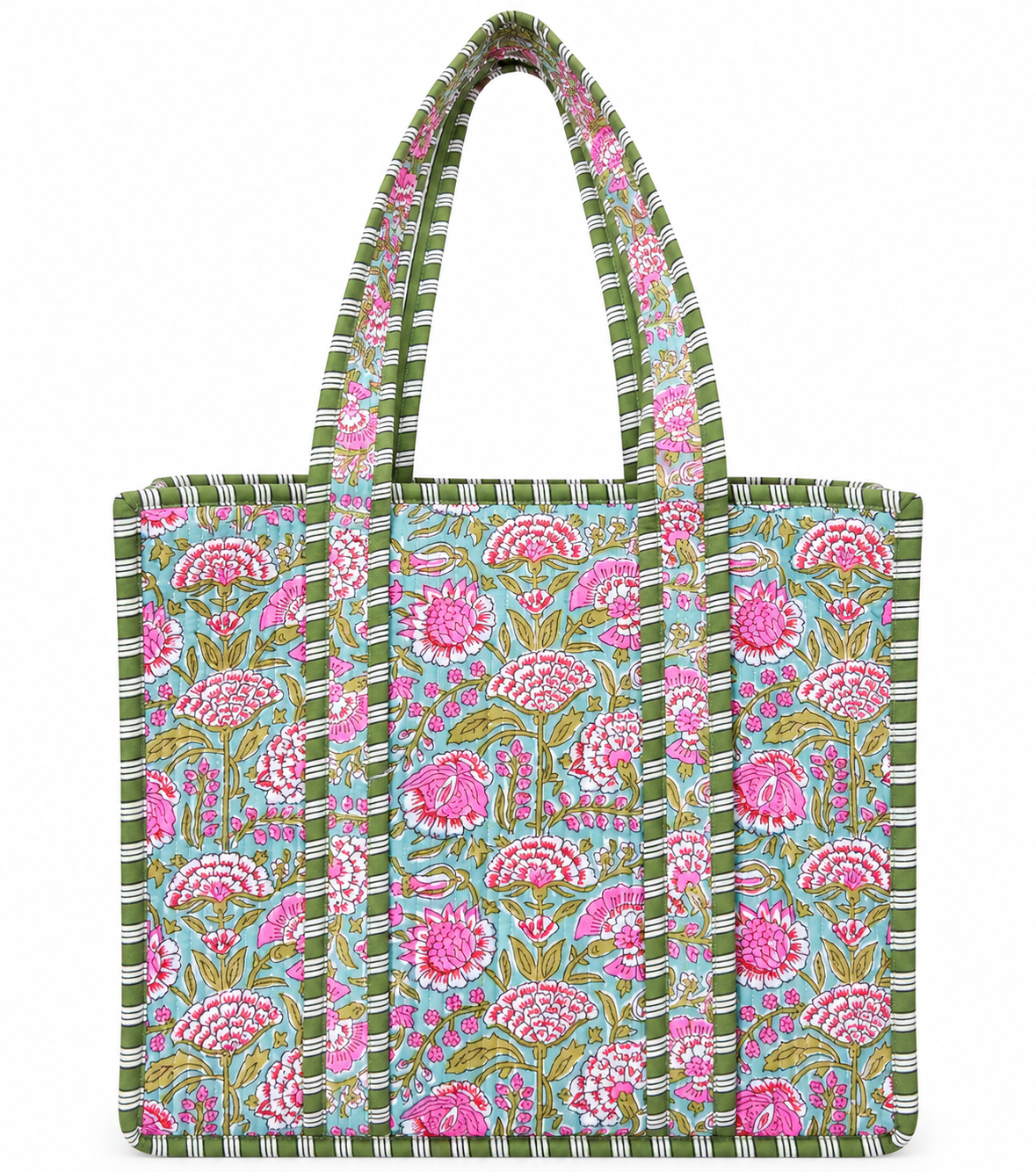 Spring Garden Floral Quilted Tote Bag