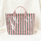 Preppy Pool Tote Bag | Striped Vinyl Beach Tote