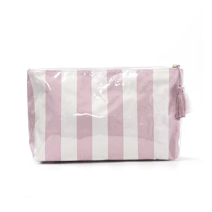 Preppy Stripe Cosmetic Bag – Waterproof Makeup Bag, Travel Toiletry Pouch