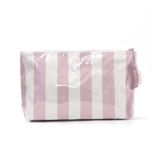Preppy Stripe Cosmetic Bag – Waterproof Makeup Bag, Travel Toiletry Pouch