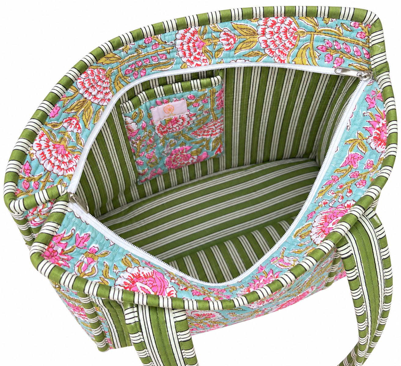 Spring Garden Floral Quilted Tote Bag