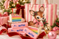 Vintage Deer Christmas Tote – Pink Stripe Holiday Coated Canvas Bag