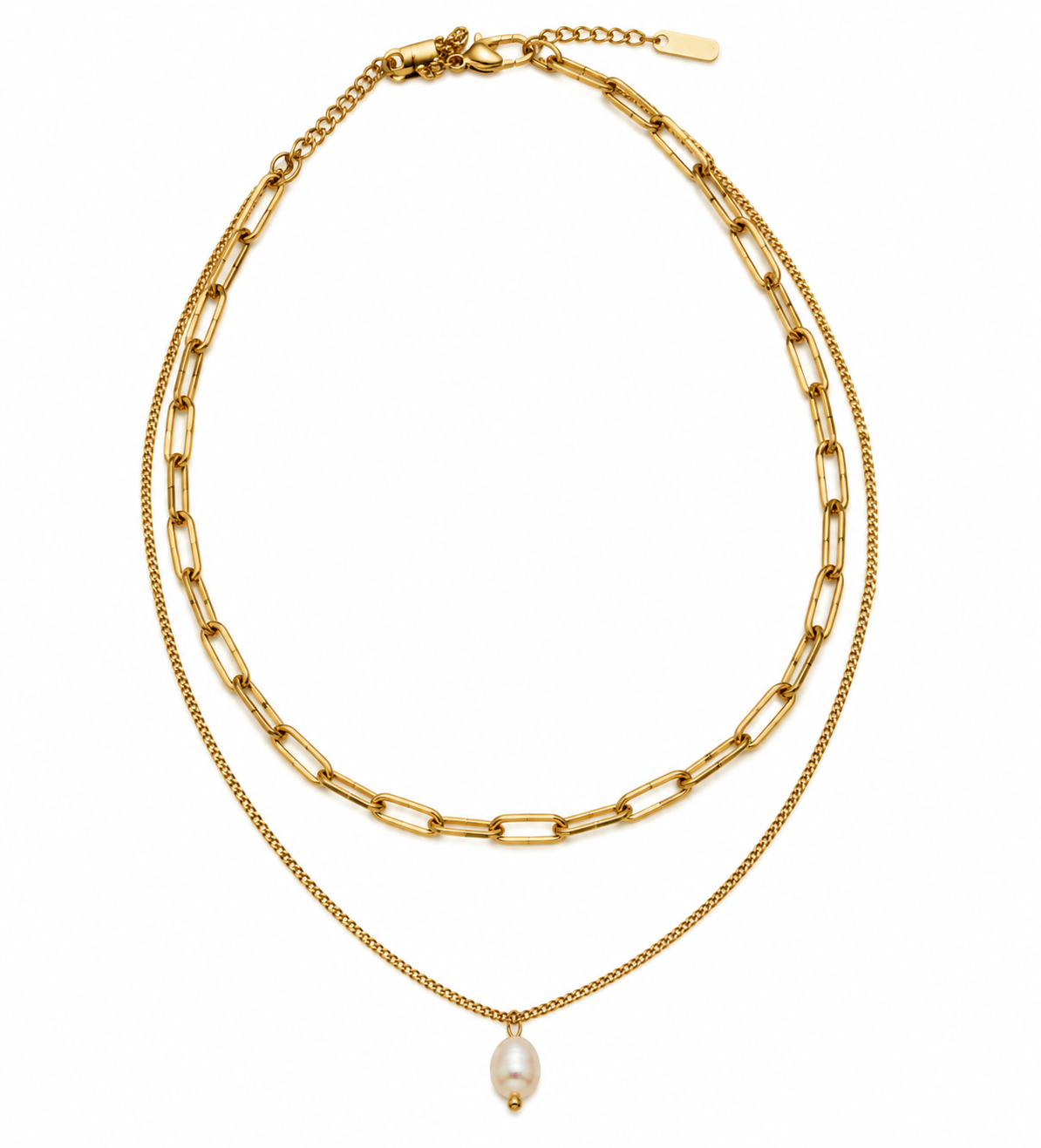 Sorrento Gold Double-Layer Pearl Necklace