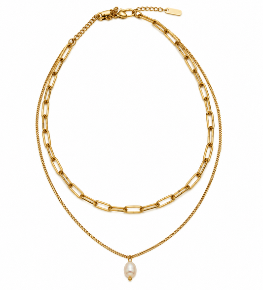 Sorrento Gold Double-Layer Pearl Necklace