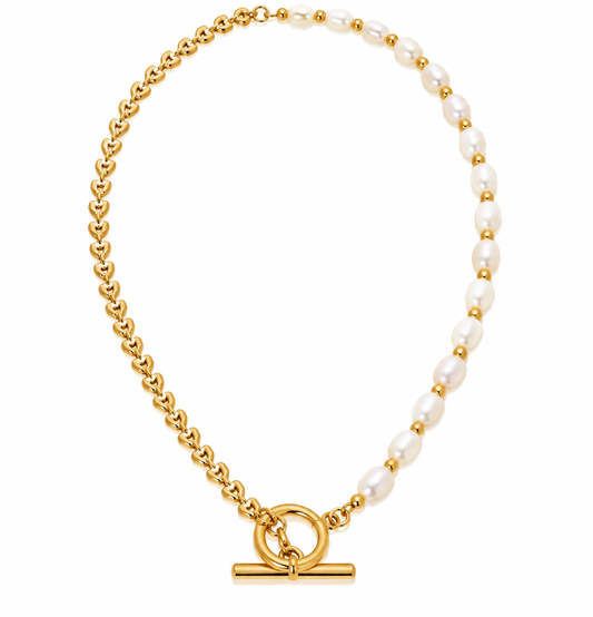 Blaire Pearl & Gold Choker Necklace