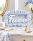 Blue Stripe “Face” Ruffle Cosmetic Bag
