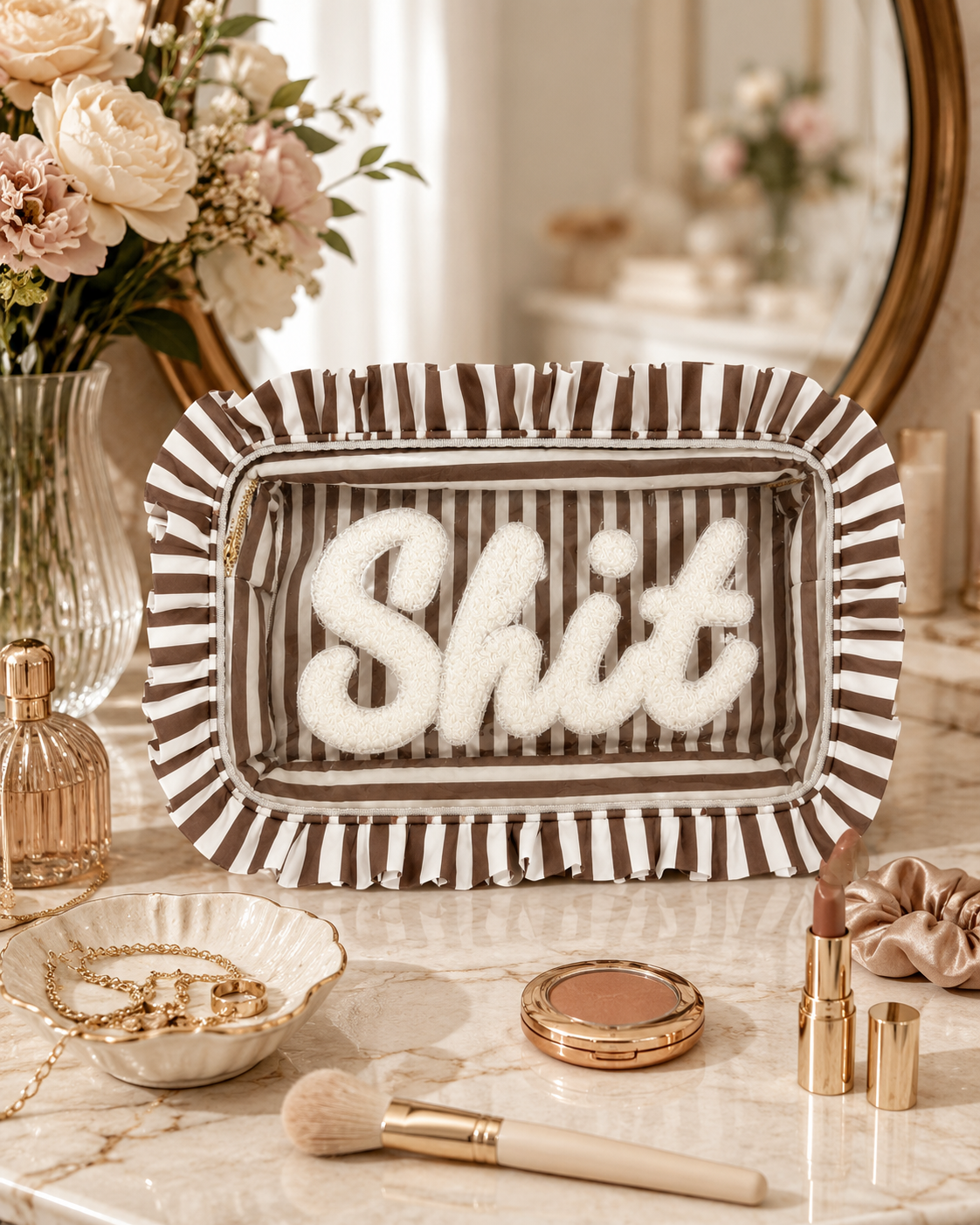 “Shit” Ruffle Cosmetic Bag
