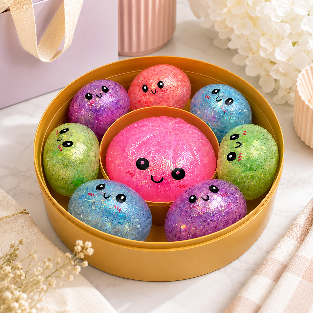 Family Dumpling Squishy Set – 8 Piece Oversized Steamer