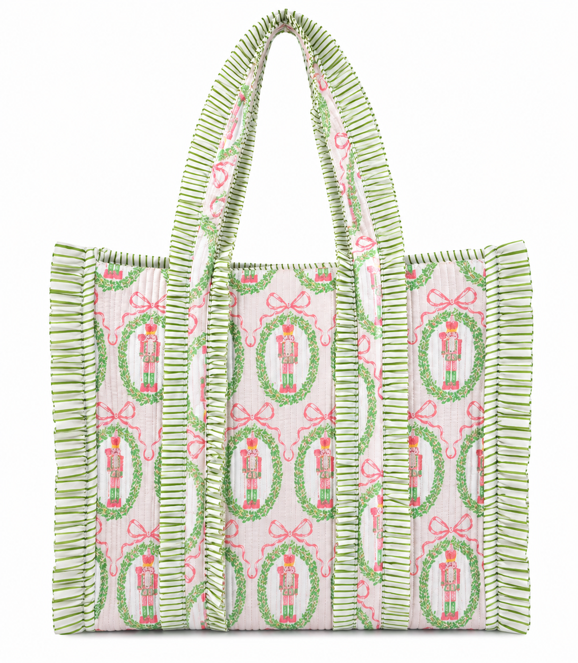 Nutcracker Noel Ruffle Quilted Holiday Tote