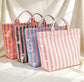 Preppy Pool Tote Bag | Striped Vinyl Beach Tote