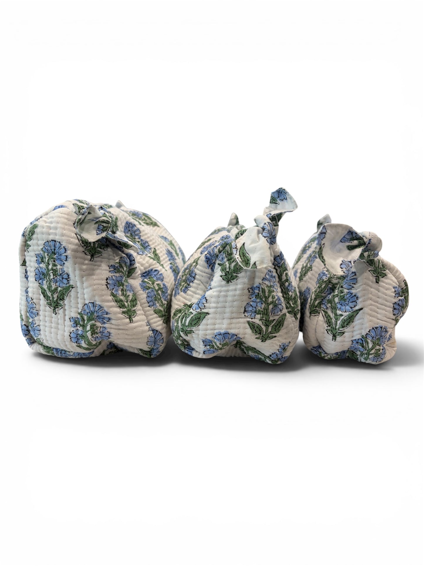 Blue Floral Cosmetic Bag Set