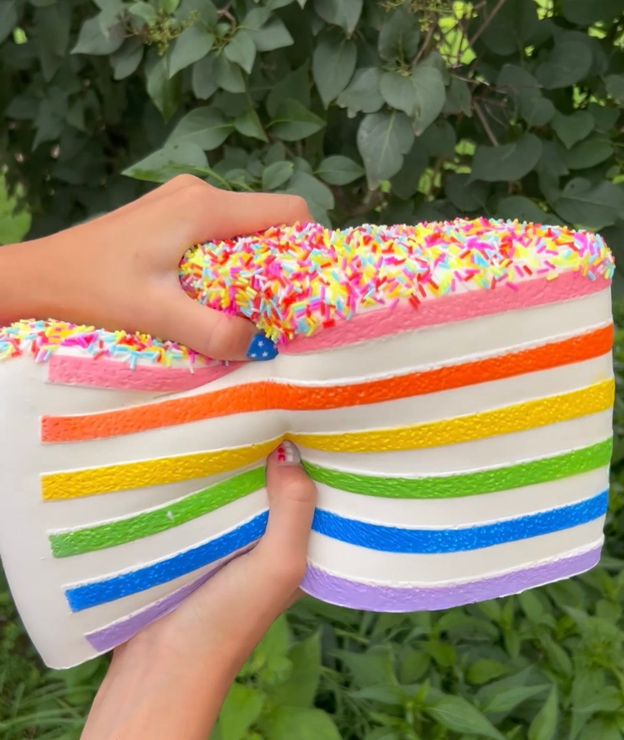 Jumbo Rainbow Sprinkle Cake Squishy | 12” Oversized Stress Toy