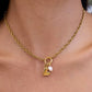 LOVE Gold Heart Pearl Charm Necklace | 18K Gold Plated Tarnish-Free Dainty Love Necklace Necklace