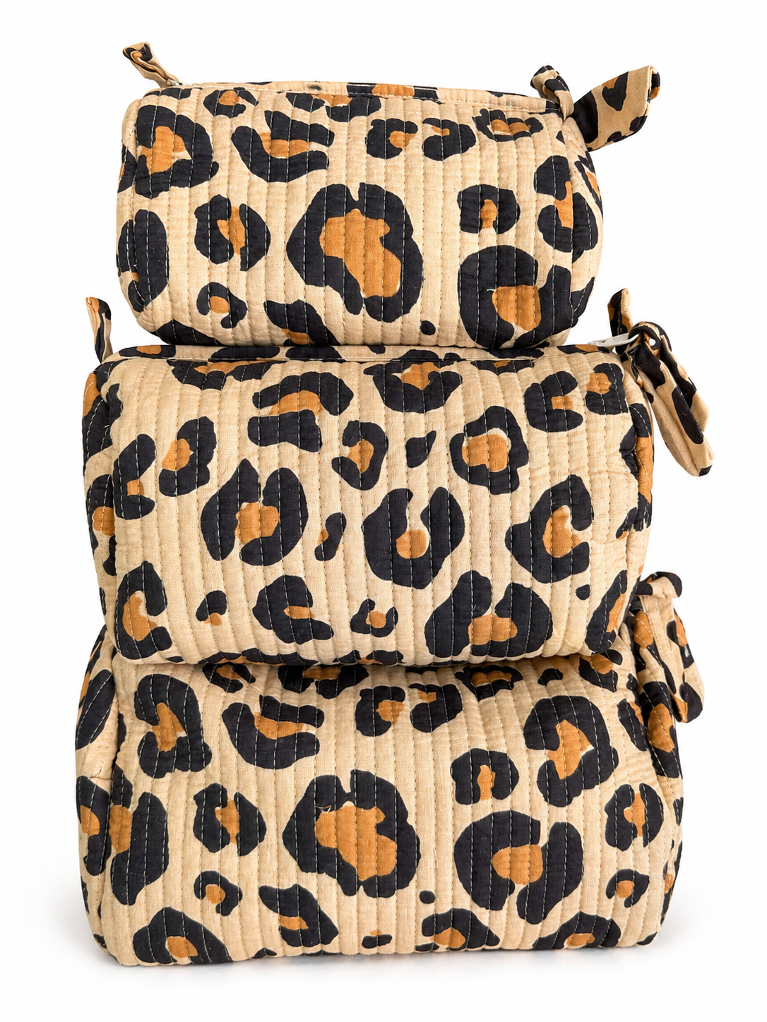Wild Side Leopard Block Print 3 Piece Cosmetic Set