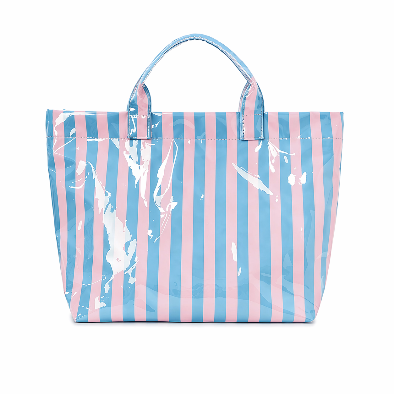 Preppy Pool Tote Bag | Striped Vinyl Beach Tote
