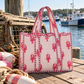 Lobster Scalloped Trim Coastal Pink Tote