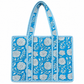 Sea Island Quilted Tote – Turquoise & White Floral Shoulder Bag