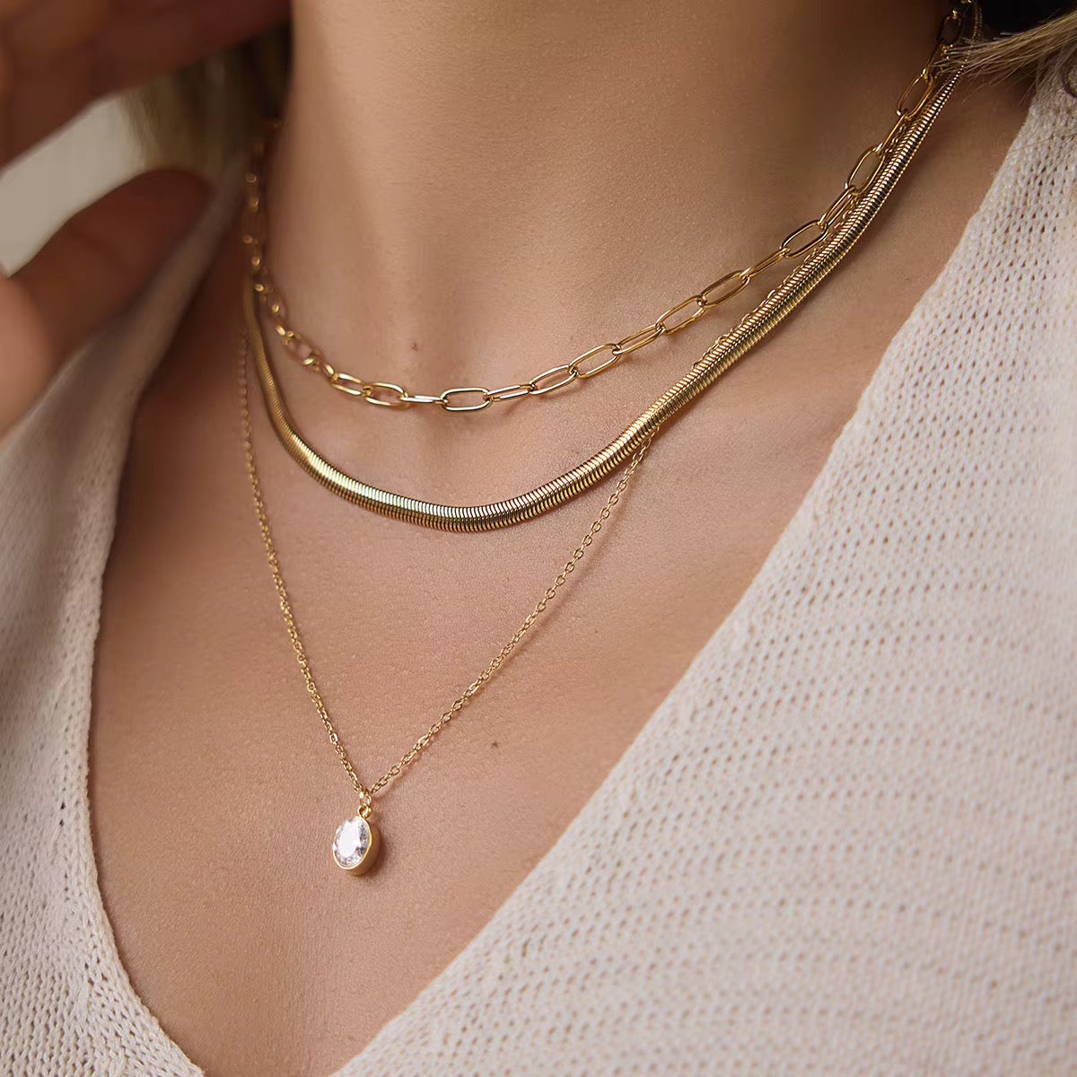 Vivienne Gold Triple-Layer Pendant Necklace