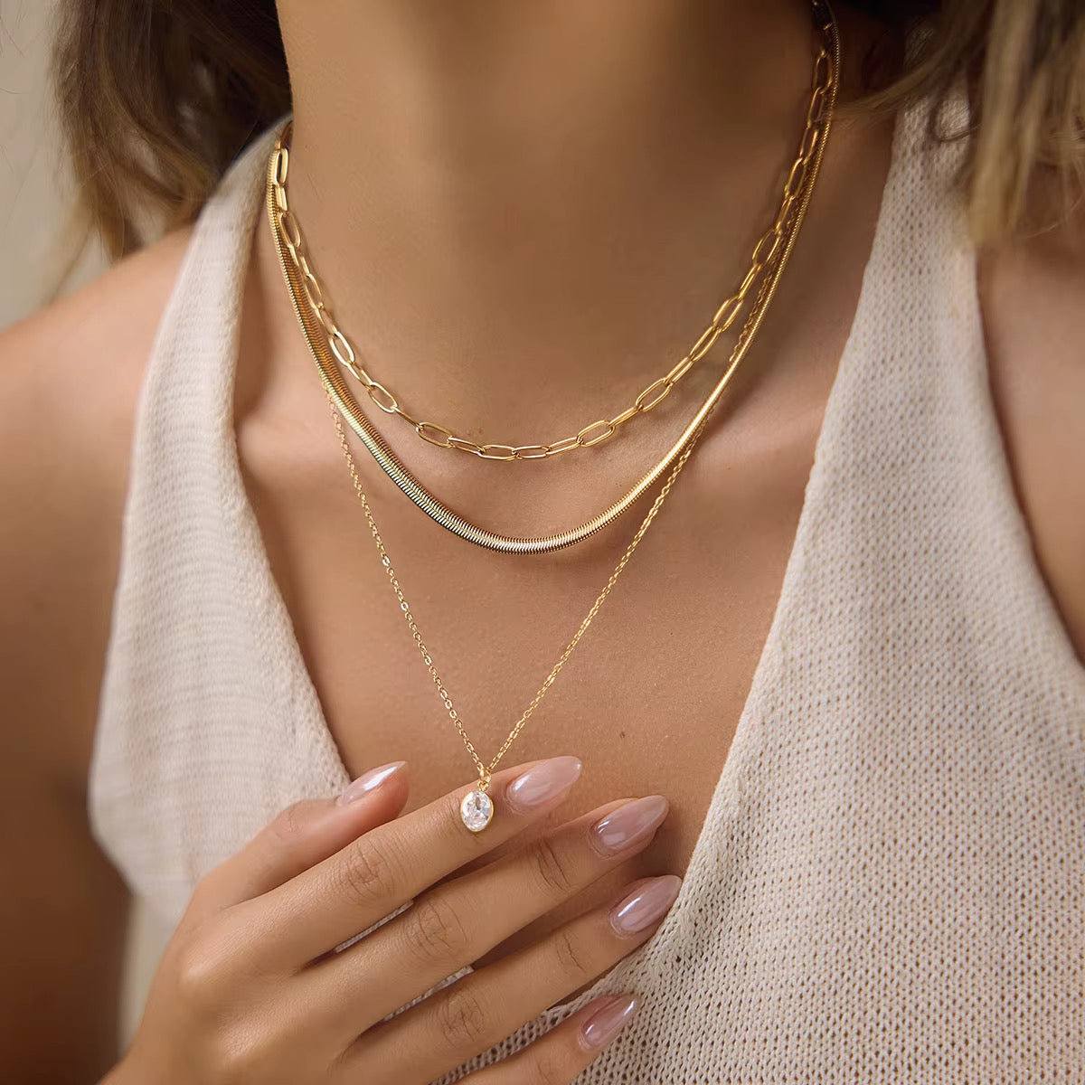 Vivienne Gold Triple-Layer Pendant Necklace
