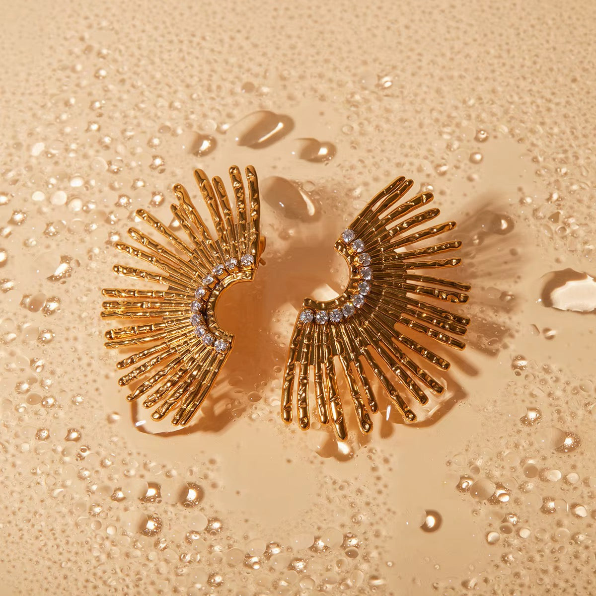 Soleil Gold Sunburst Statement Earrings