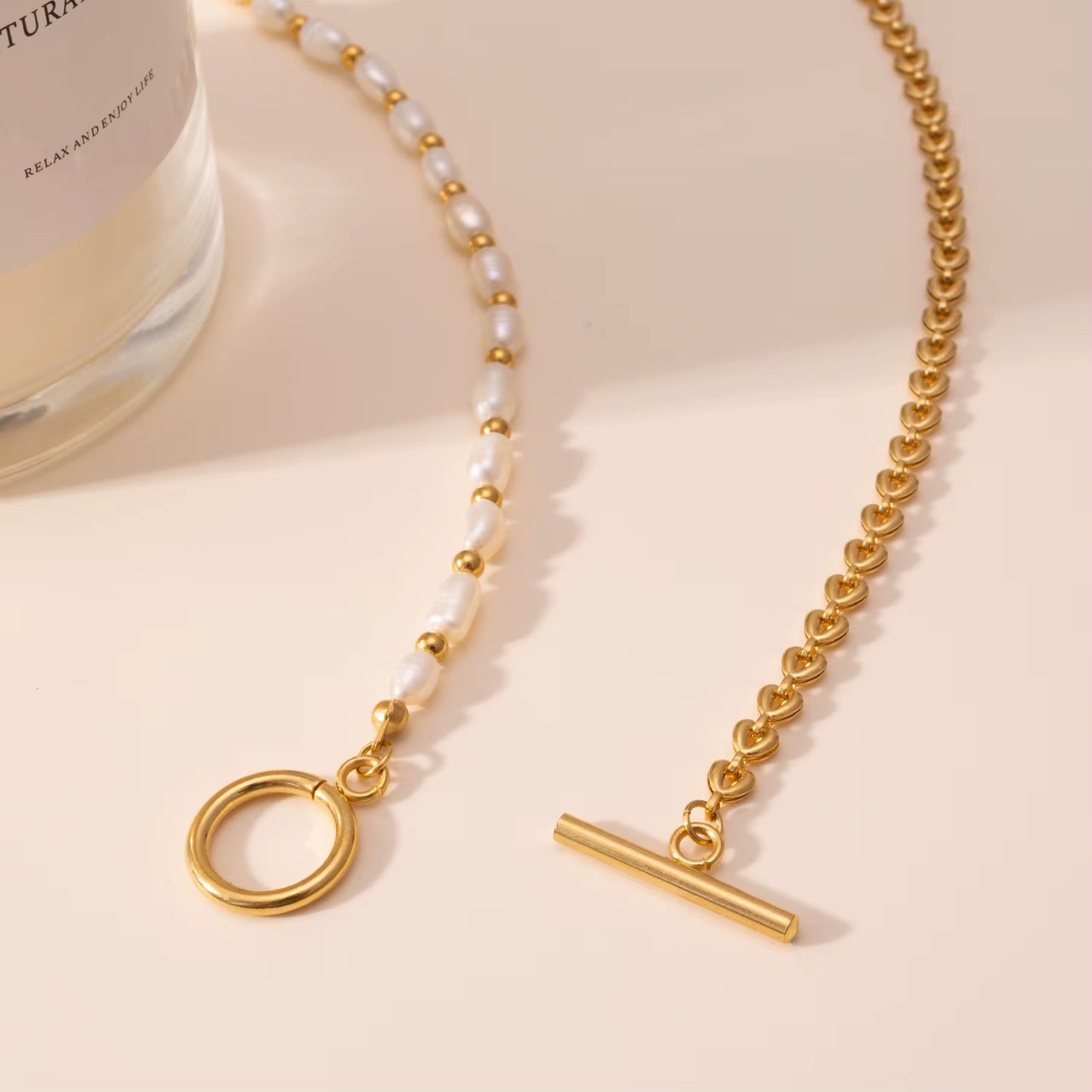 Blaire Pearl & Gold Choker Necklace